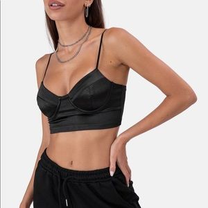Adika black satin crop top. Size: small